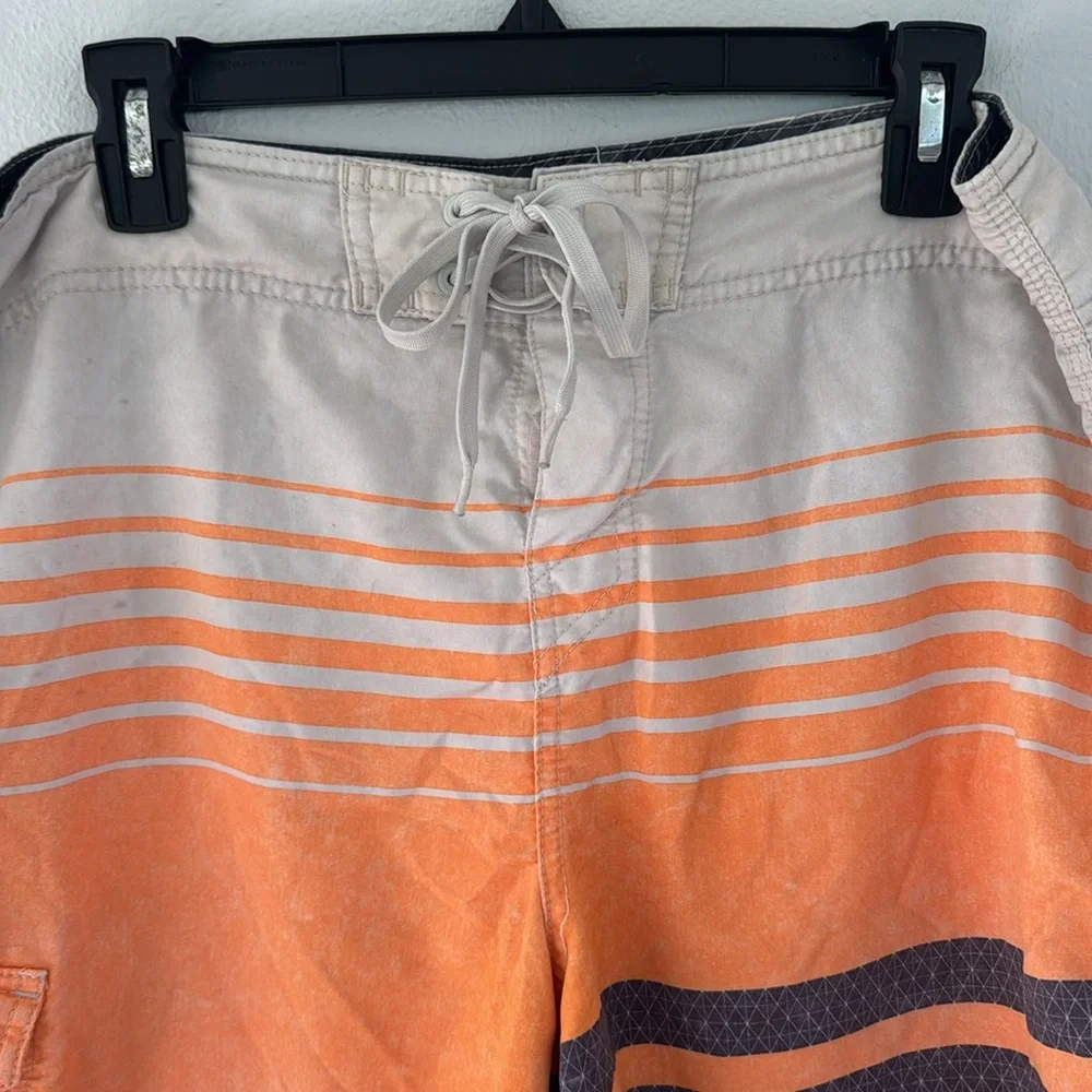 O’NEILL men’s orange stripe tie waist board shorts size 34